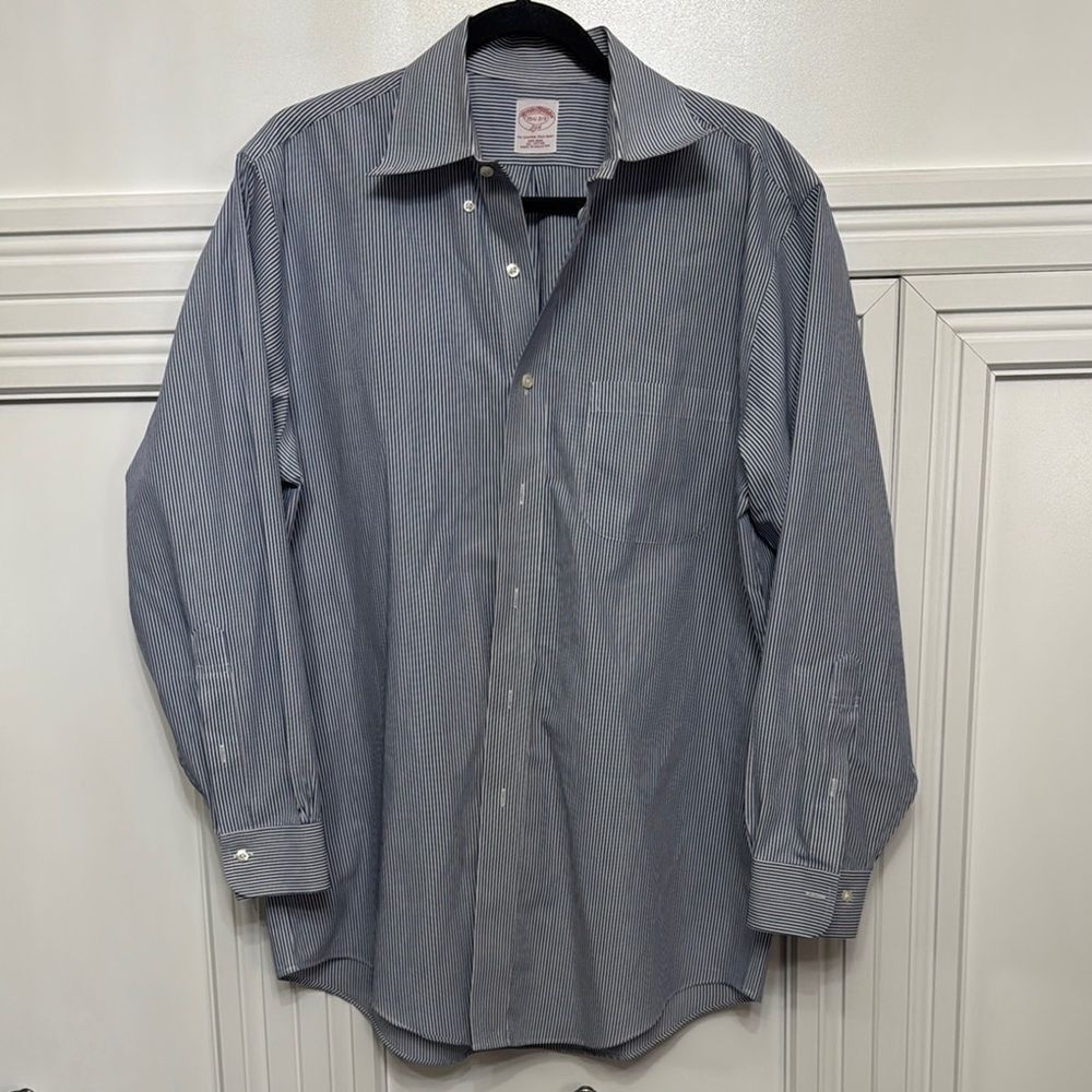 Brooks Brothers Blue Striped‎ Button Down Shirt 15.5 2/3 346 Non-Iron Cotton